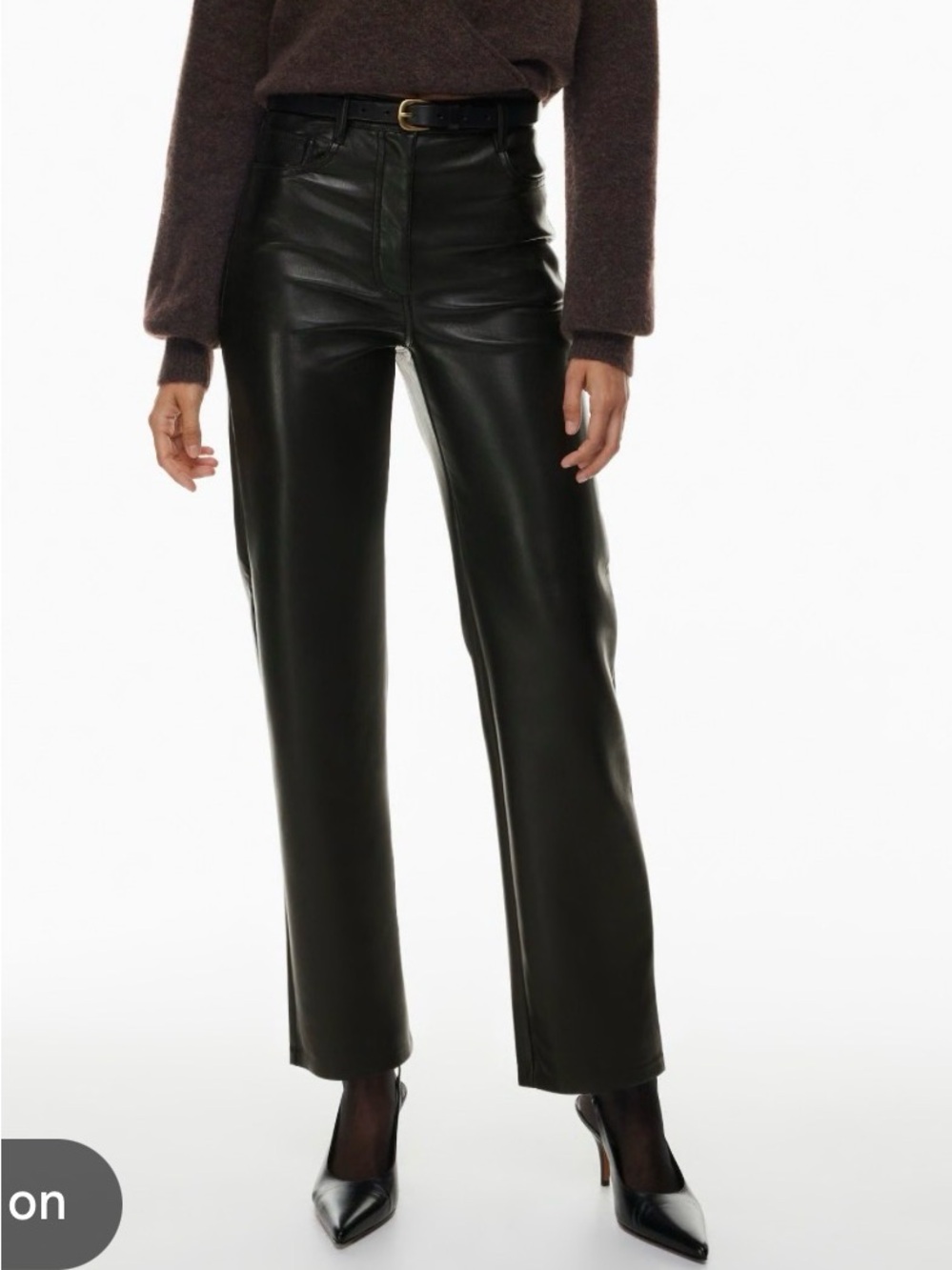 NWT Aritzia Wilfred Melina Faux Leather Pants Black High Rise Size 10